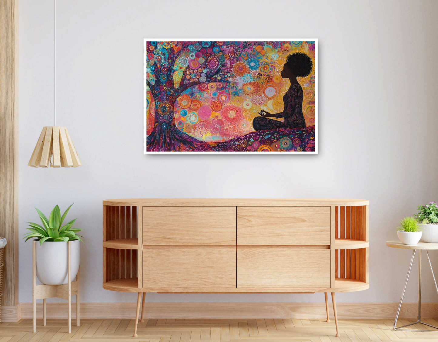 Alternate view of Black Woman Tree Meditation African American wall art canvas print