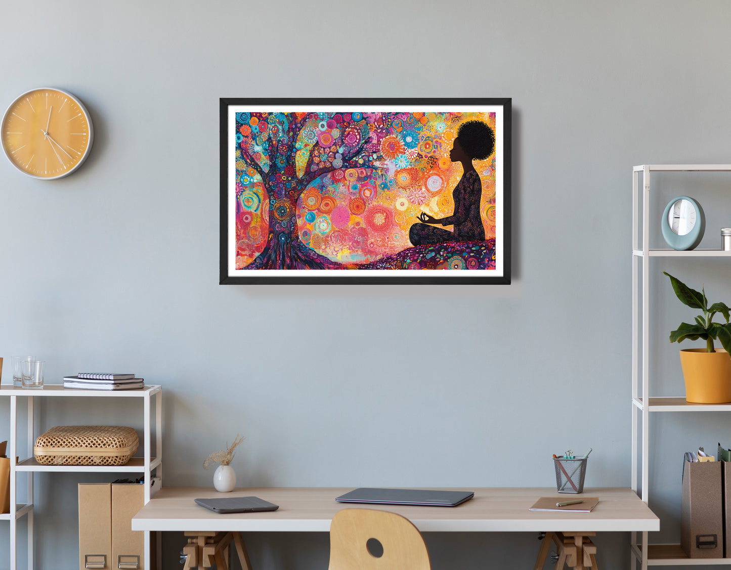 Black Woman Tree Meditation African American wall art view 72