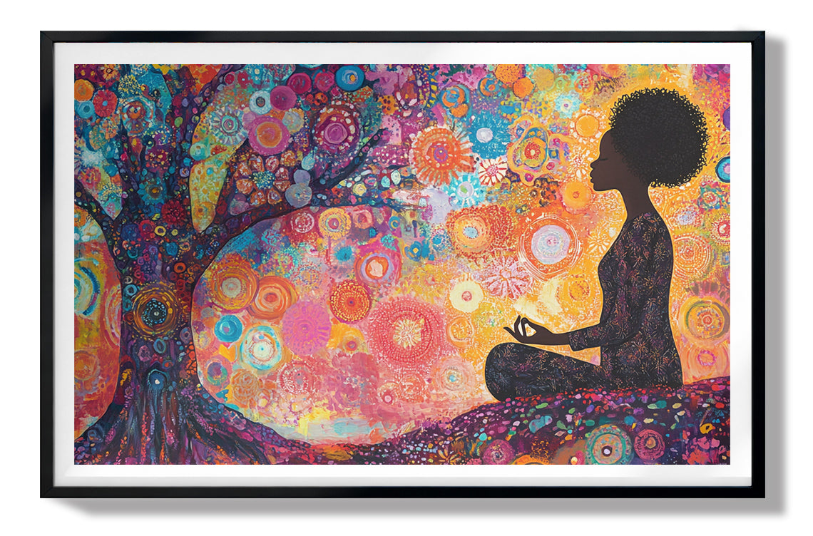 Black Woman Tree Meditation African American wall art view 67