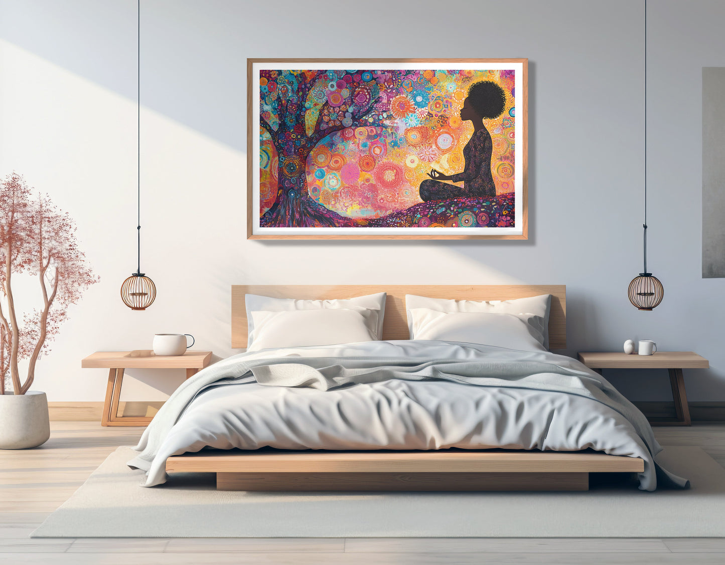 Black Woman Tree Meditation African American wall art view 81