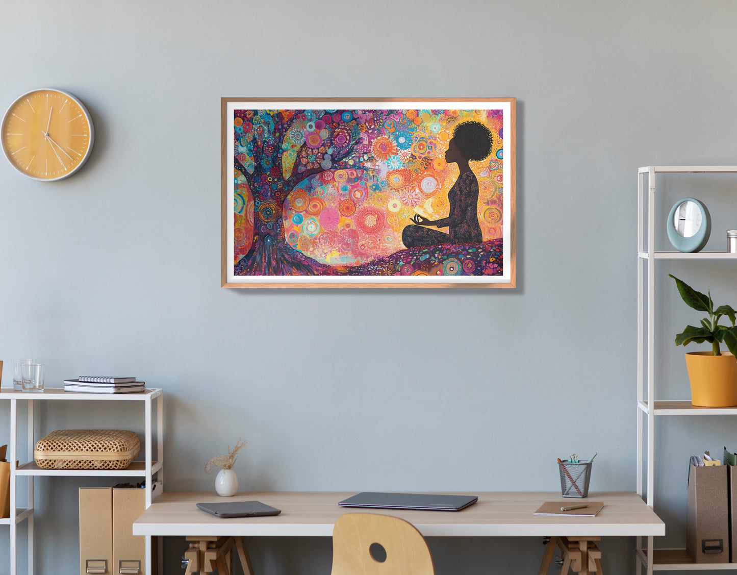Black Woman Tree Meditation African American wall art view 84