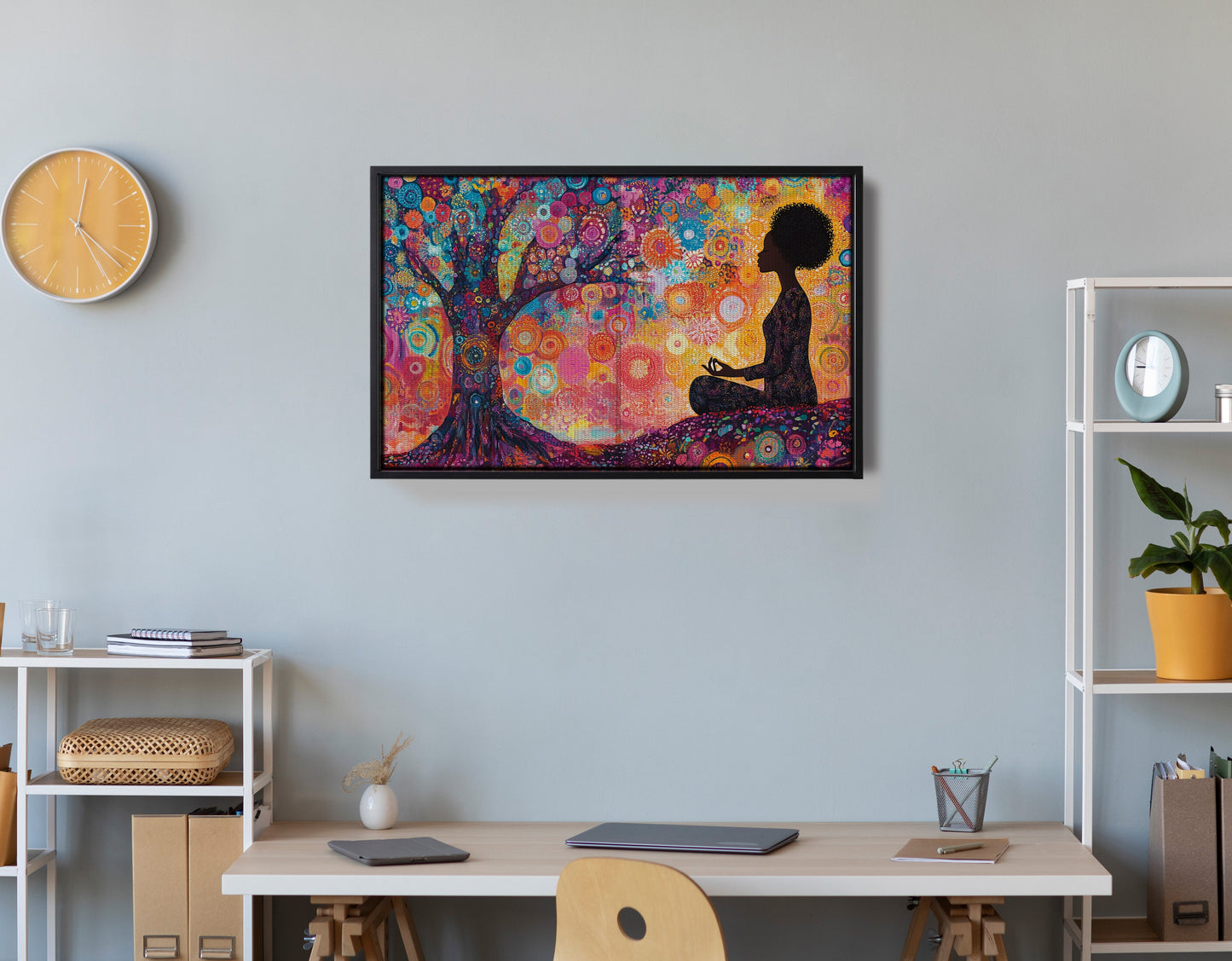 Black Woman Tree Meditation African American wall art view 30