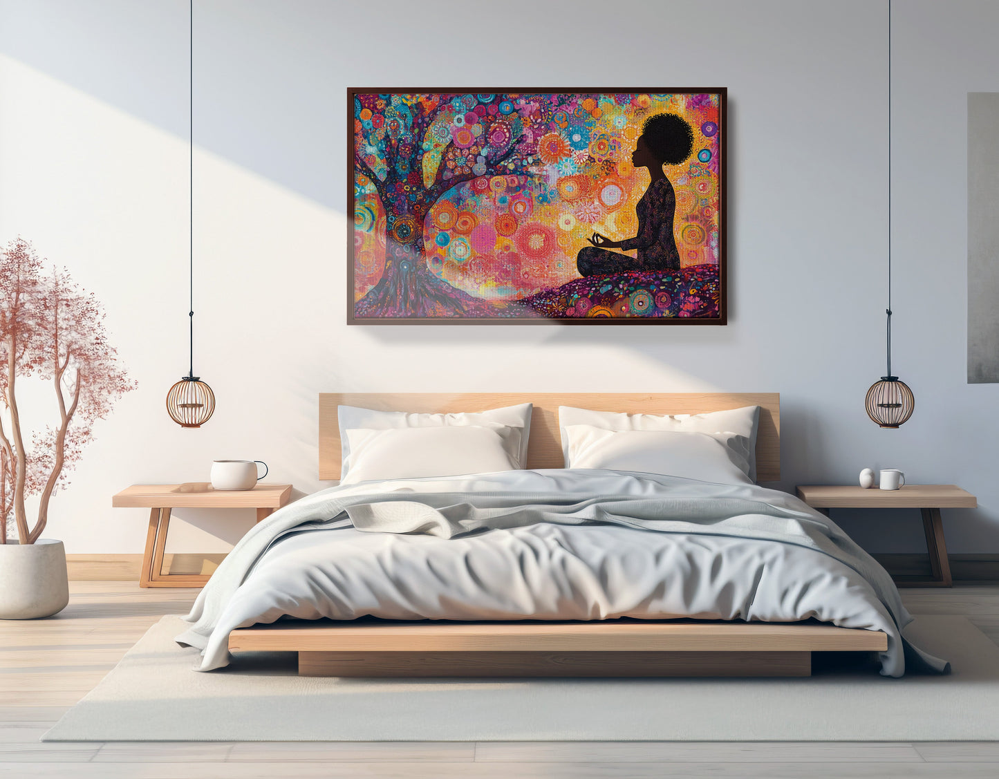 Black Woman Tree Meditation African American wall art view 33