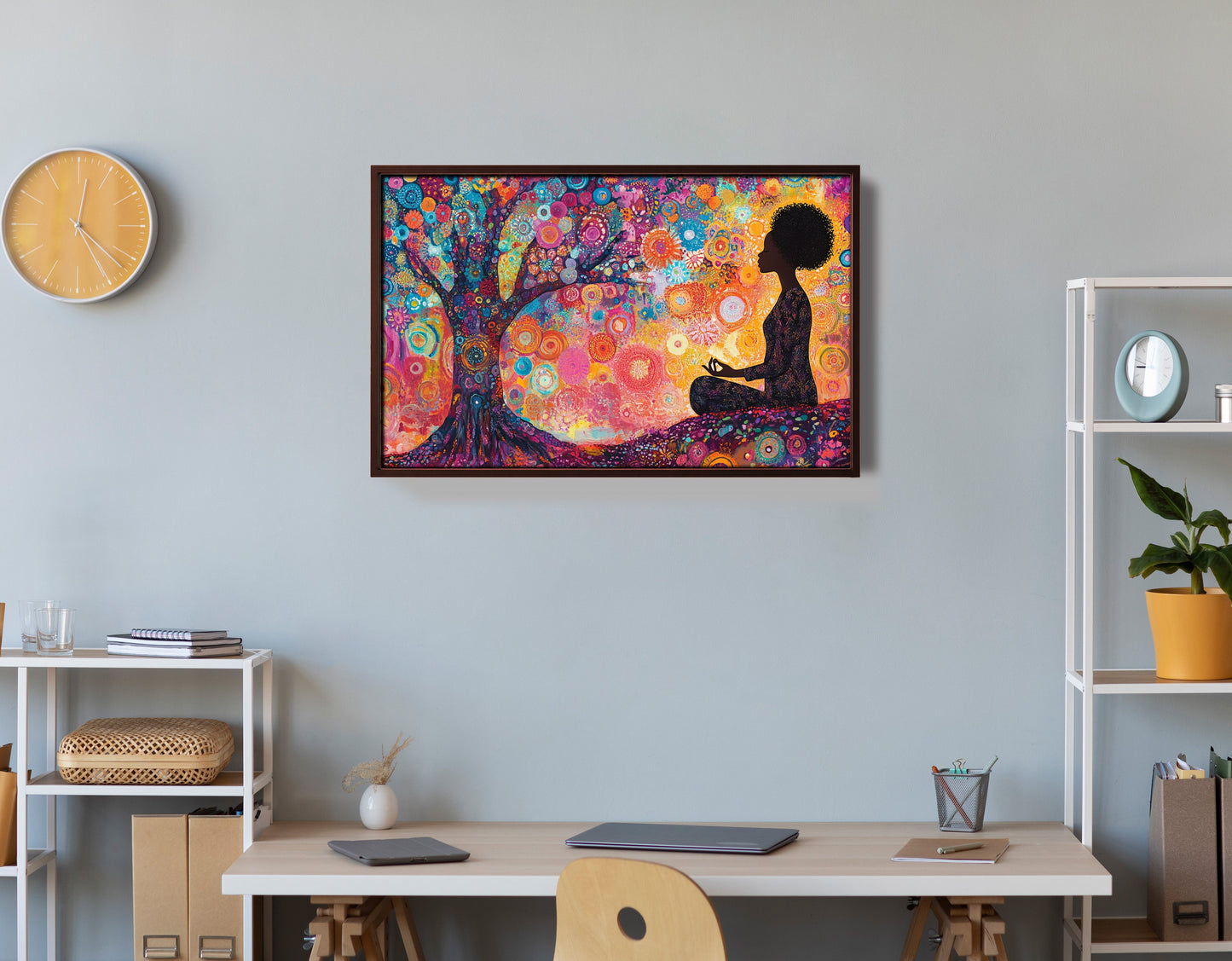 Black Woman Tree Meditation African American wall art view 36