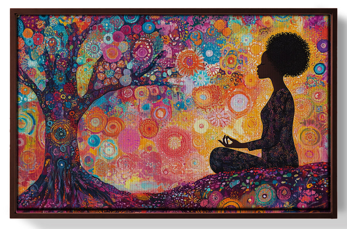Black Woman Tree Meditation African American wall art view 31