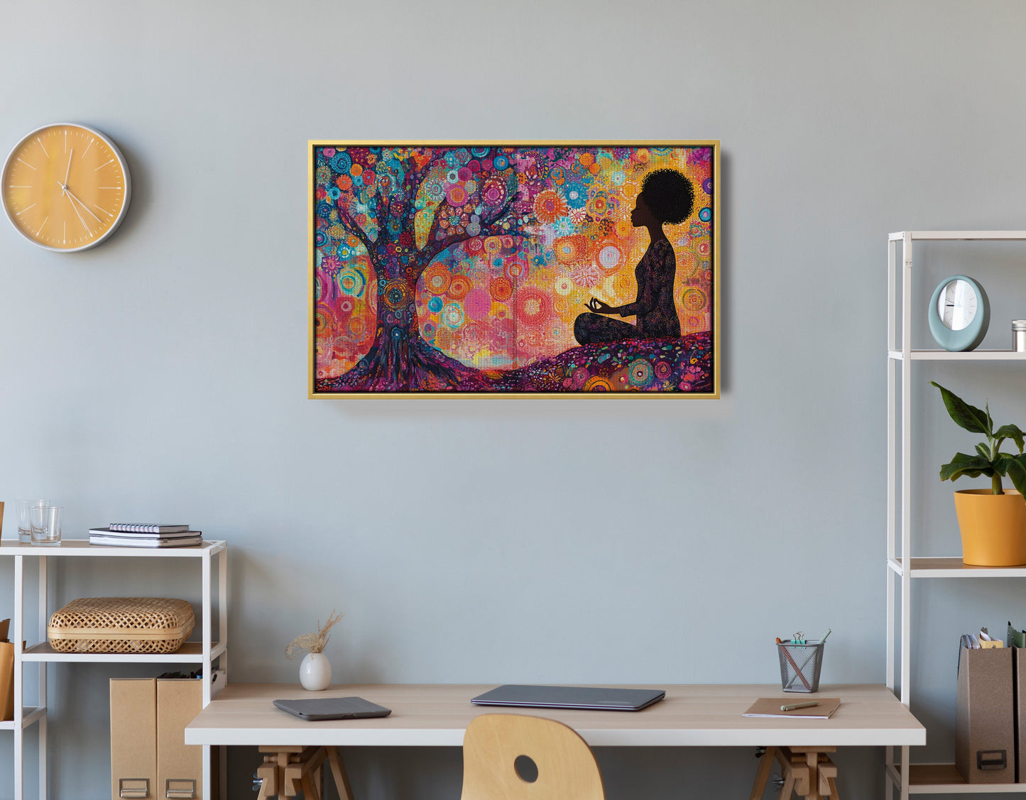 Black Woman Tree Meditation African American wall art view 42