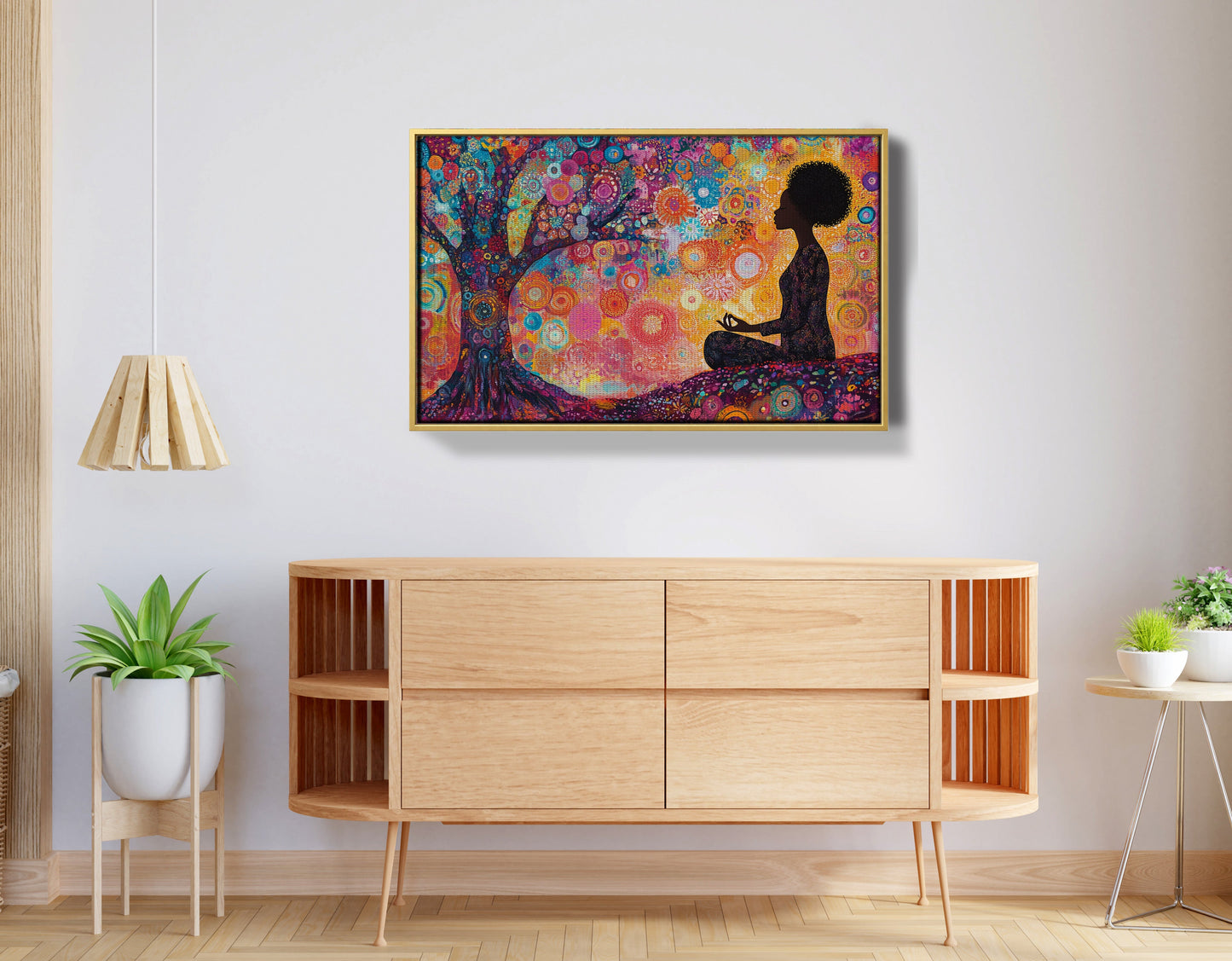 Black Woman Tree Meditation African American wall art view 38