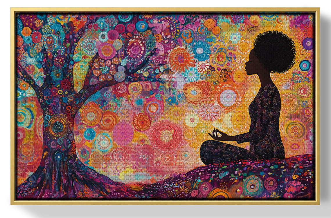 Black Woman Tree Meditation African American wall art view 37