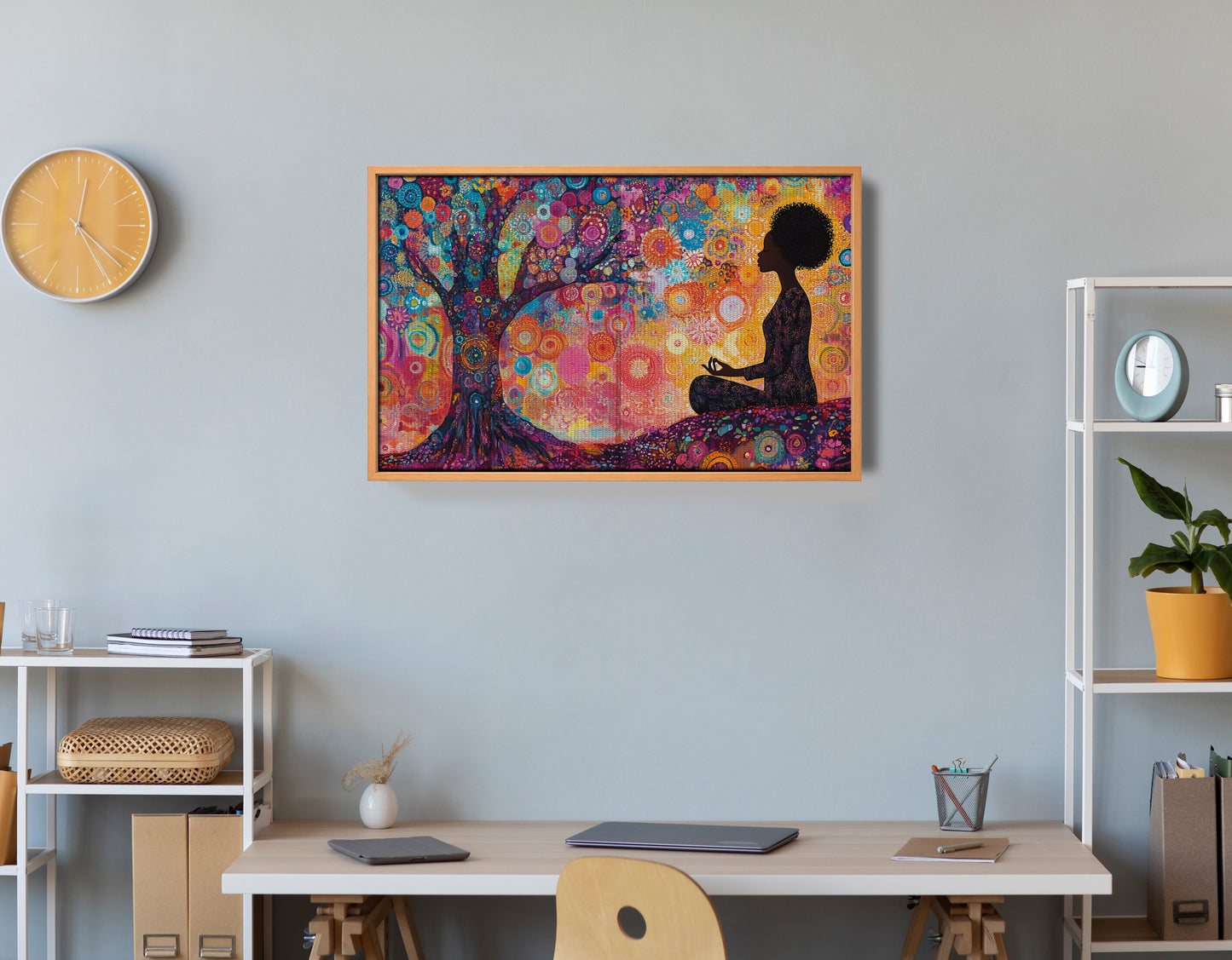 Black Woman Tree Meditation African American wall art view 48
