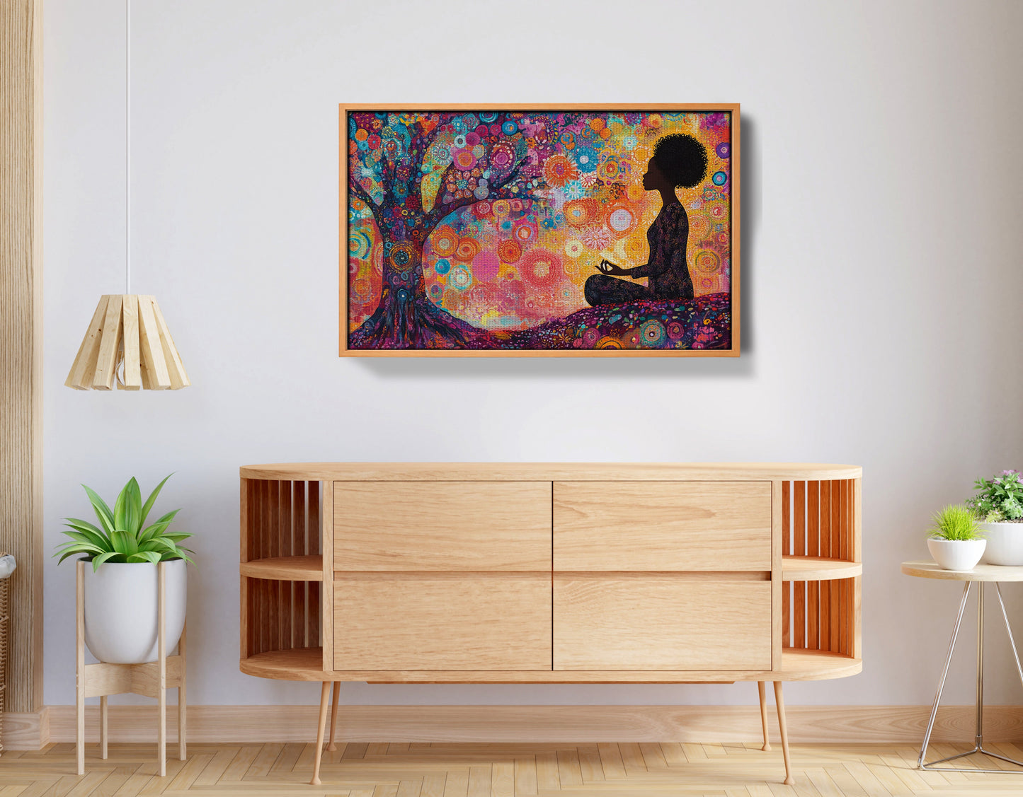 Black Woman Tree Meditation African American wall art view 44