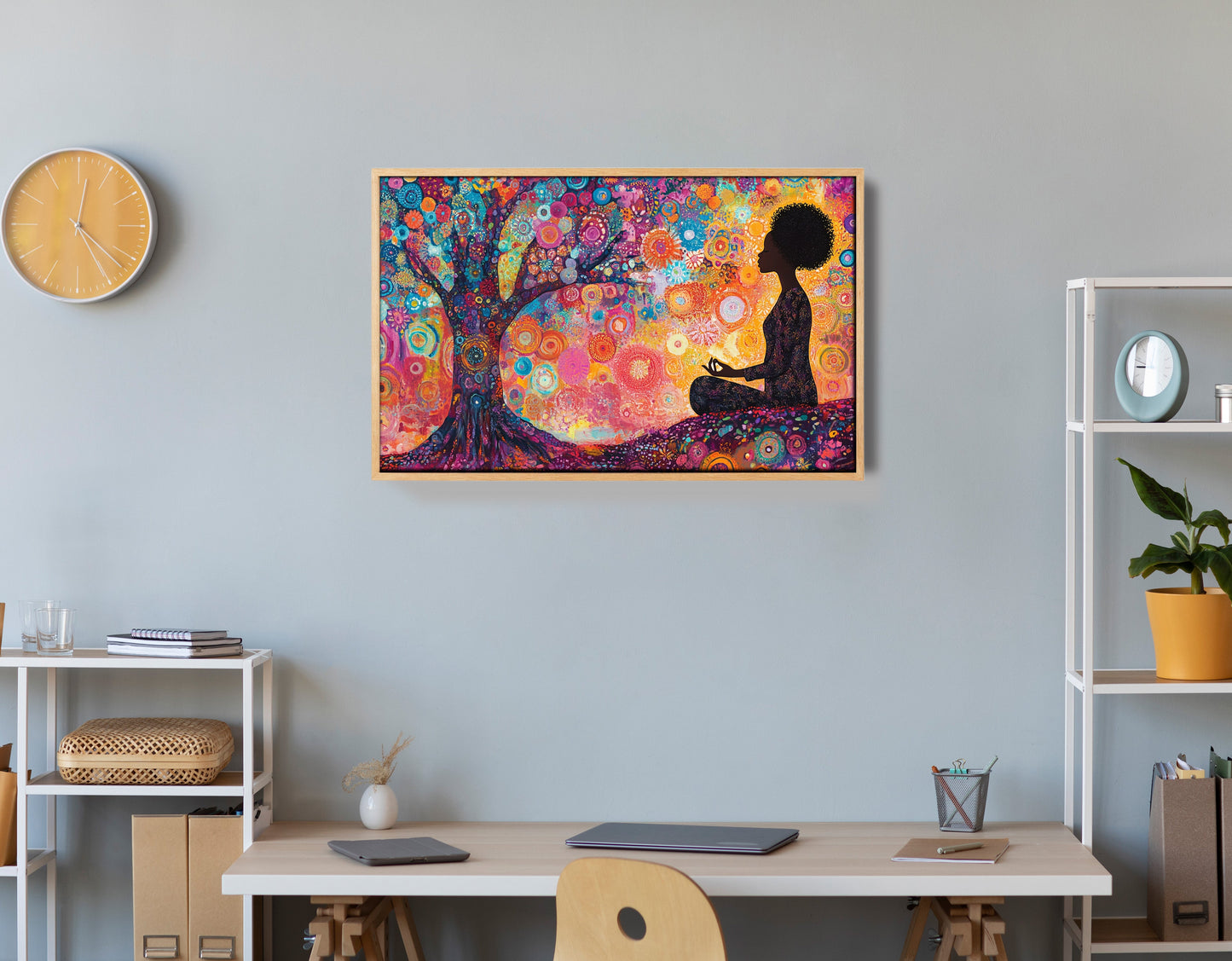 Black Woman Tree Meditation African American wall art view 54