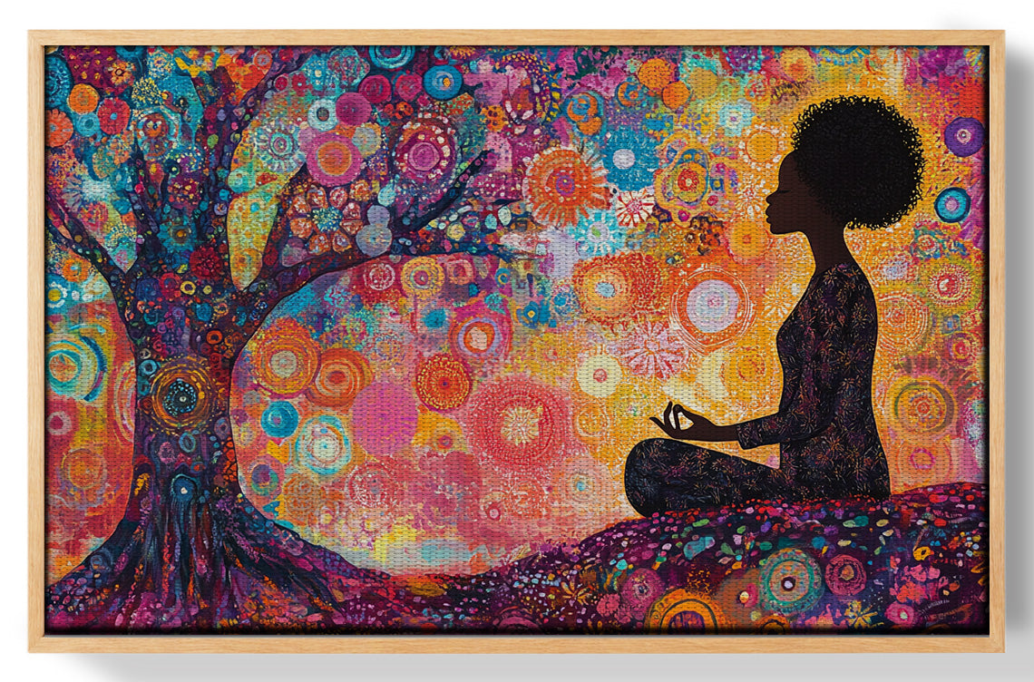 Black Woman Tree Meditation African American wall art view 49