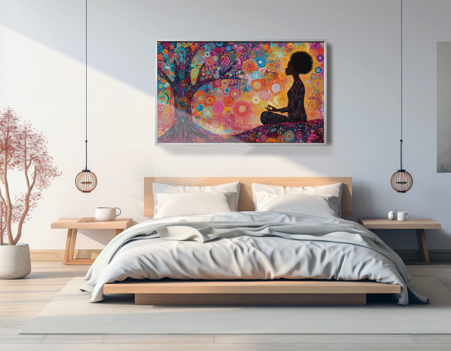 Black Woman Tree Meditation African American wall art view 57