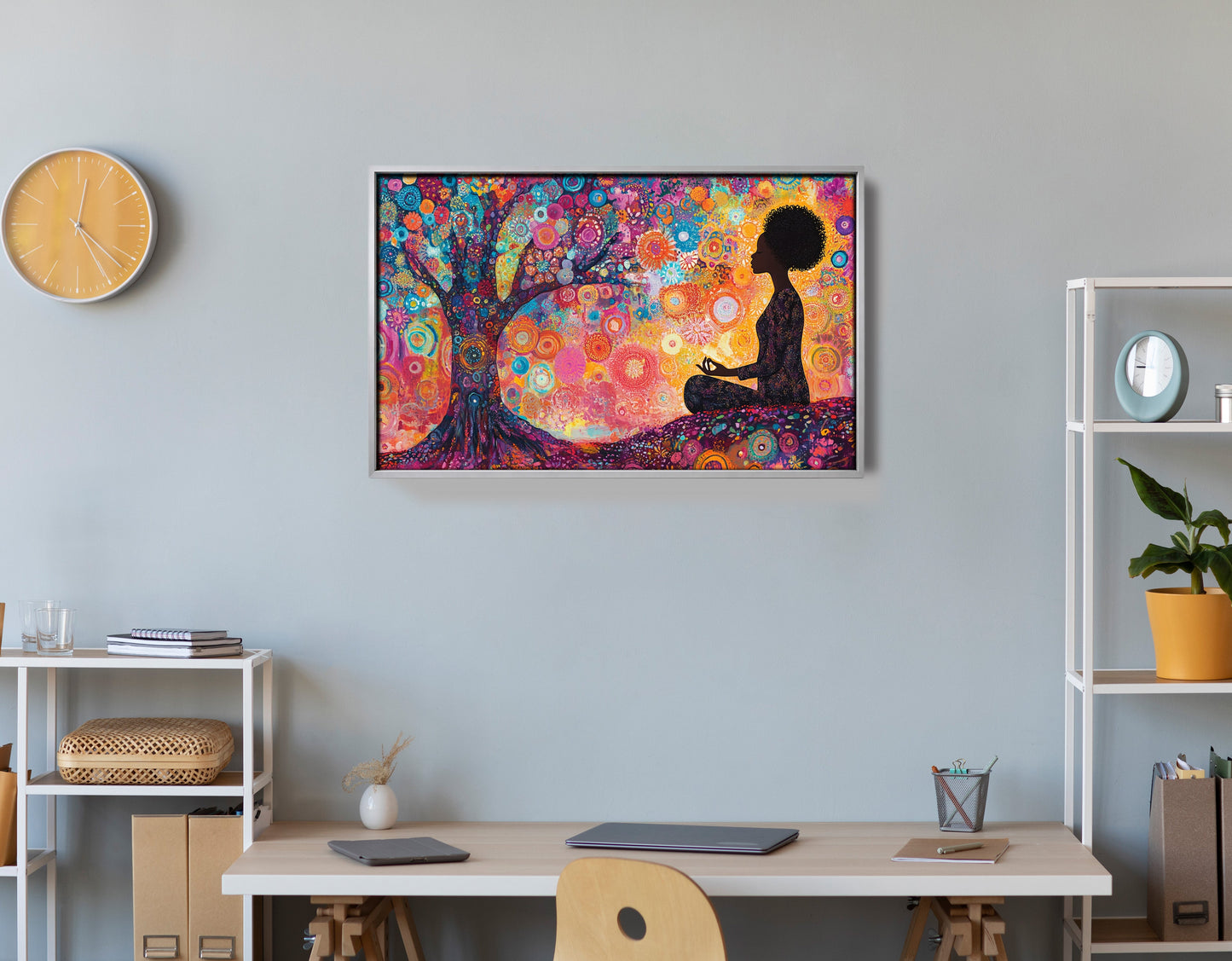Black Woman Tree Meditation African American wall art view 60