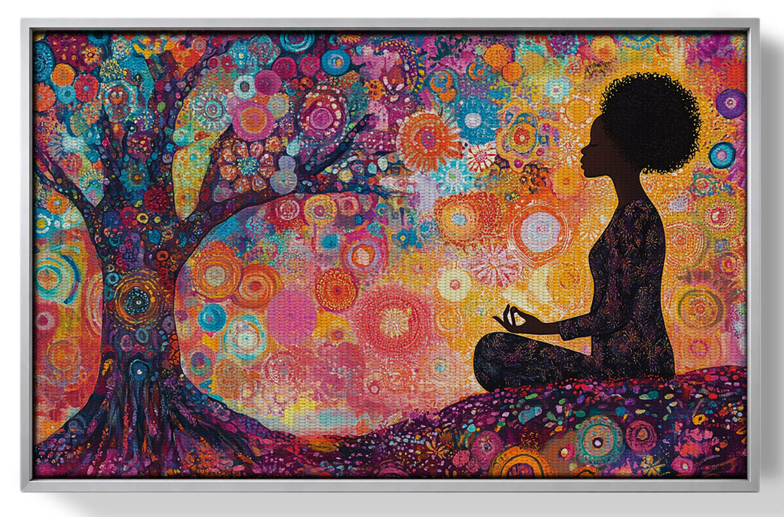 Black Woman Tree Meditation African American wall art view 55