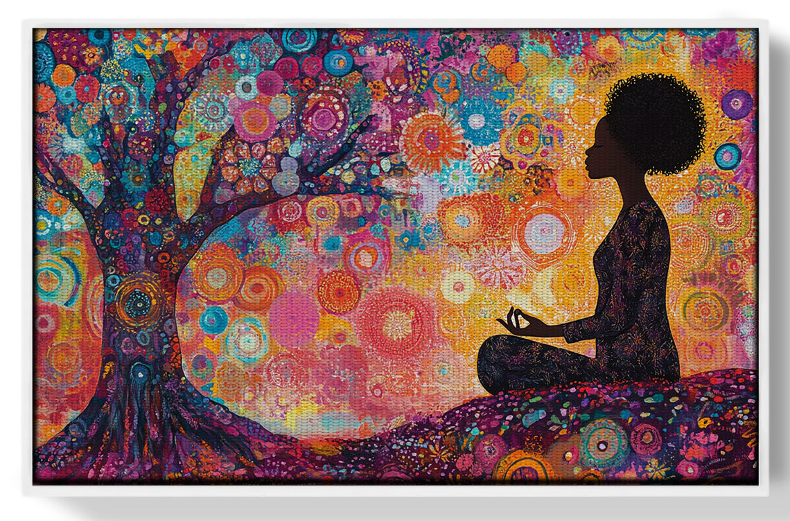 Black Woman Tree Meditation African American wall art view 61