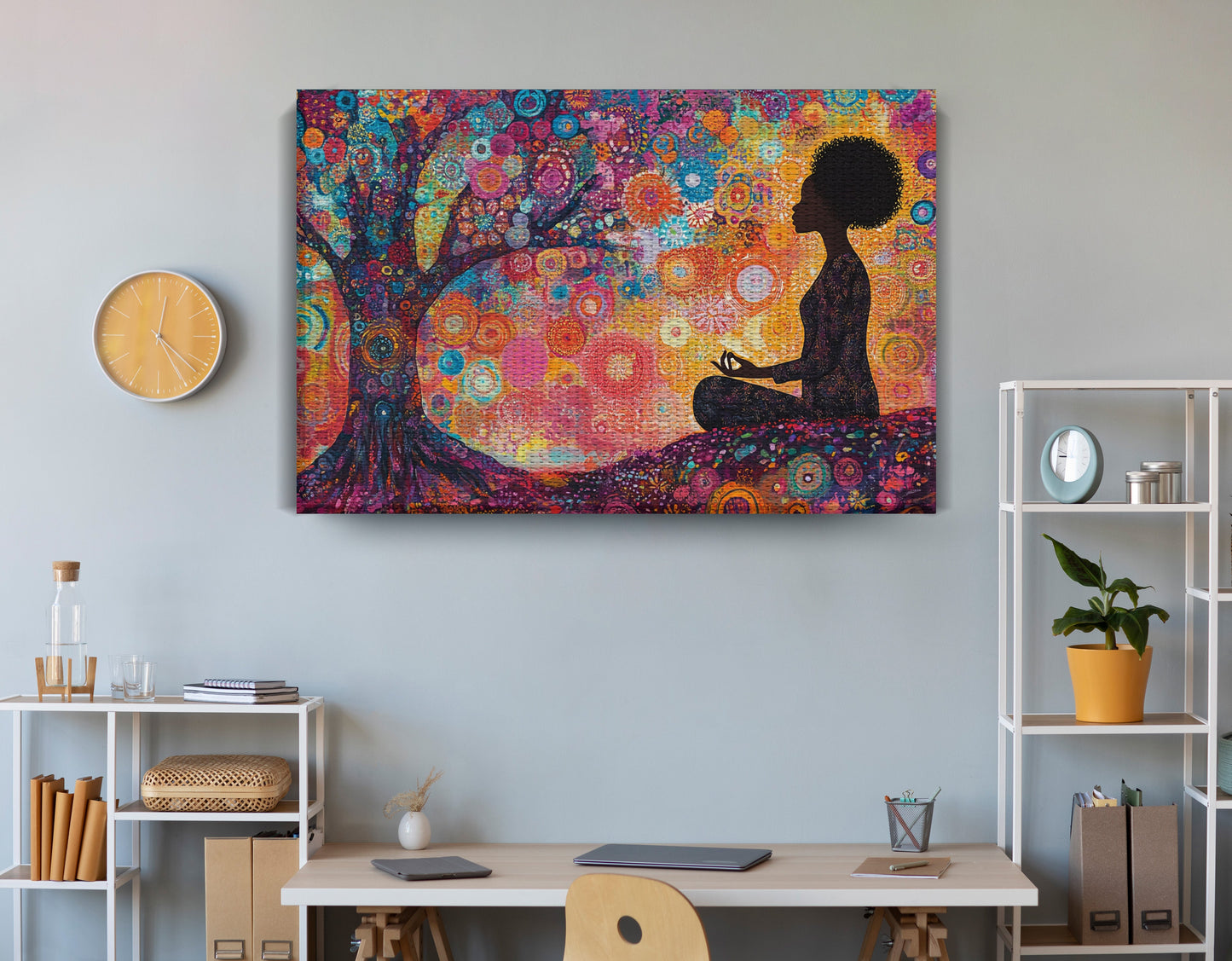 Black Woman Tree Meditation African American wall art view 18