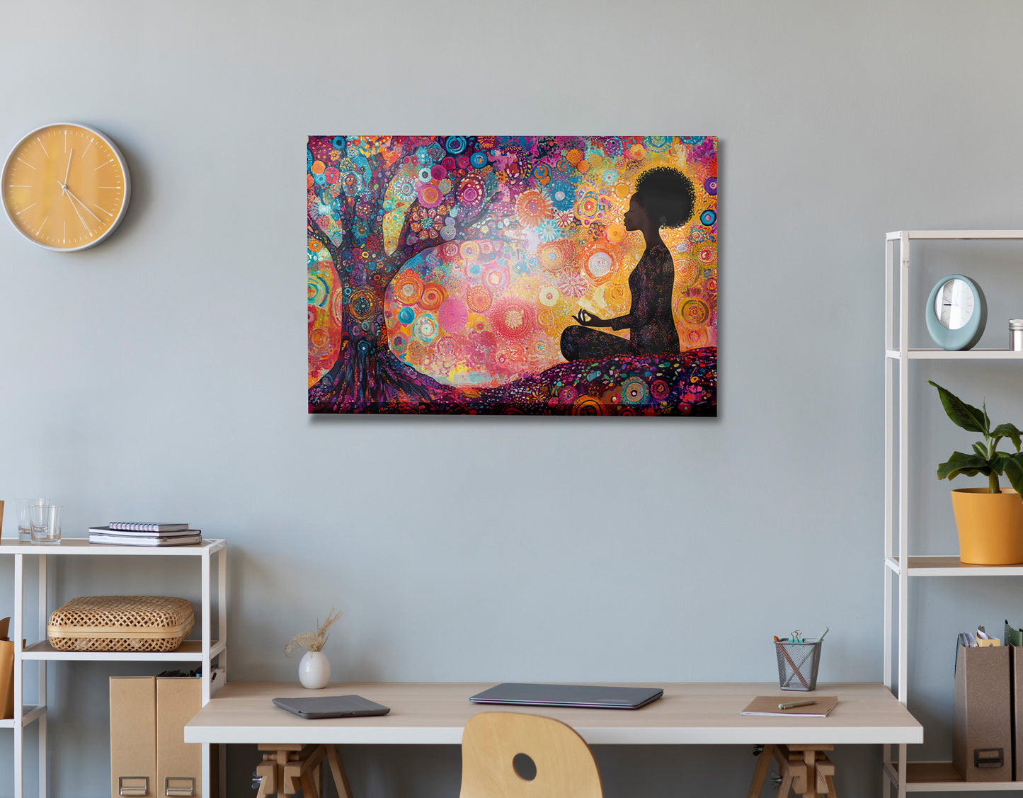 Black Woman Tree Meditation African American wall art view 24