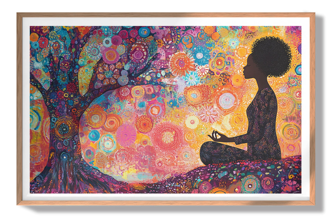 Black Woman Tree Meditation African American wall art view 79