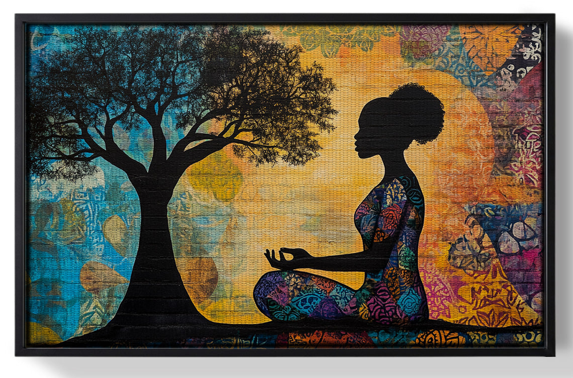 Framed Black Woman Tree of Life African American wall art for home decor