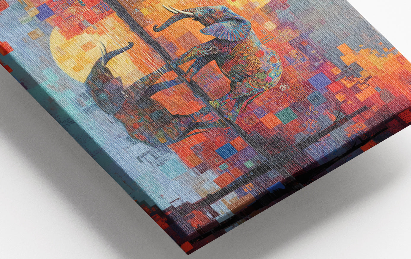 Close-up of Elephant Moon Reflection African American canvas print detail