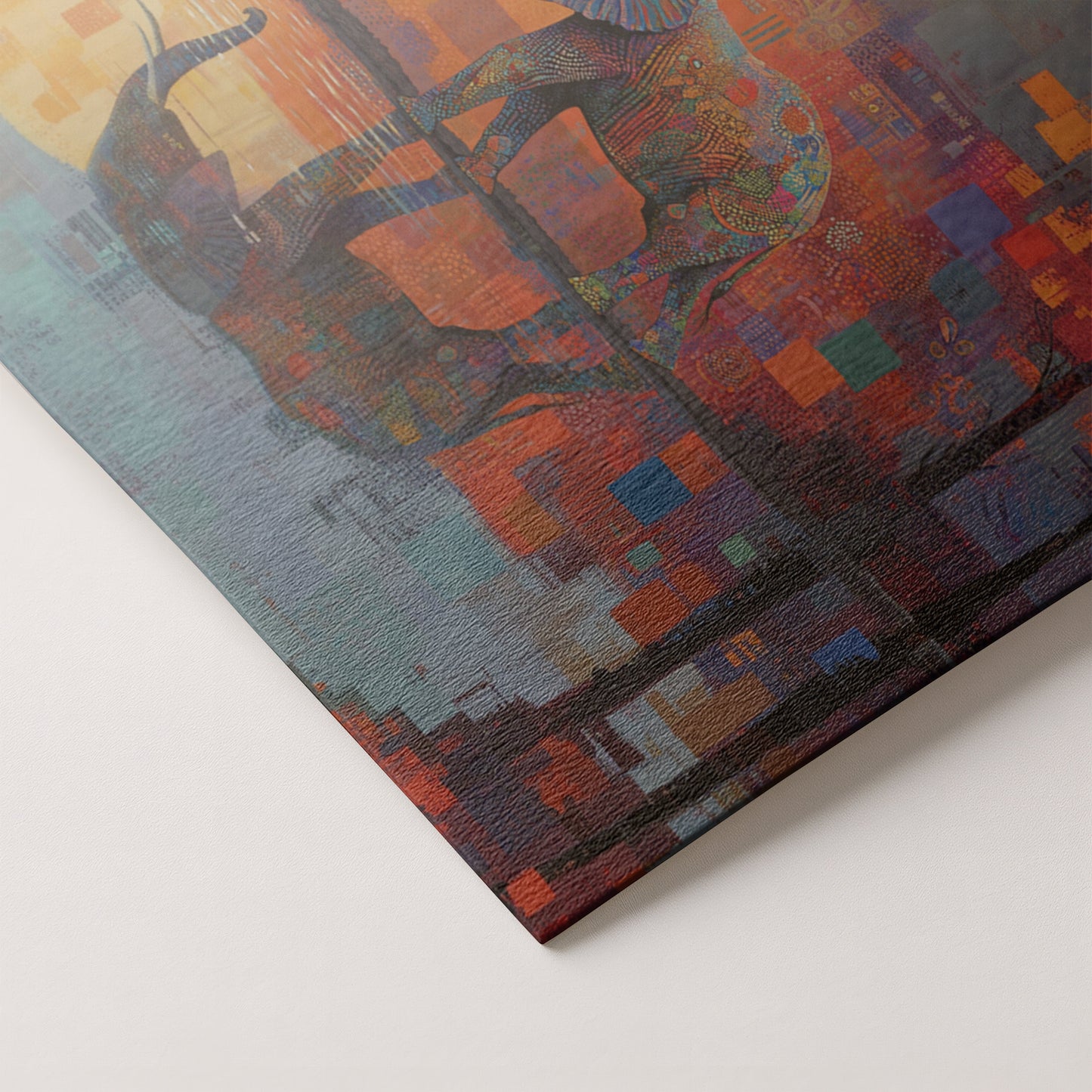 Elephant Moon Reflection African American canvas print artwork by MoomZee Artwork