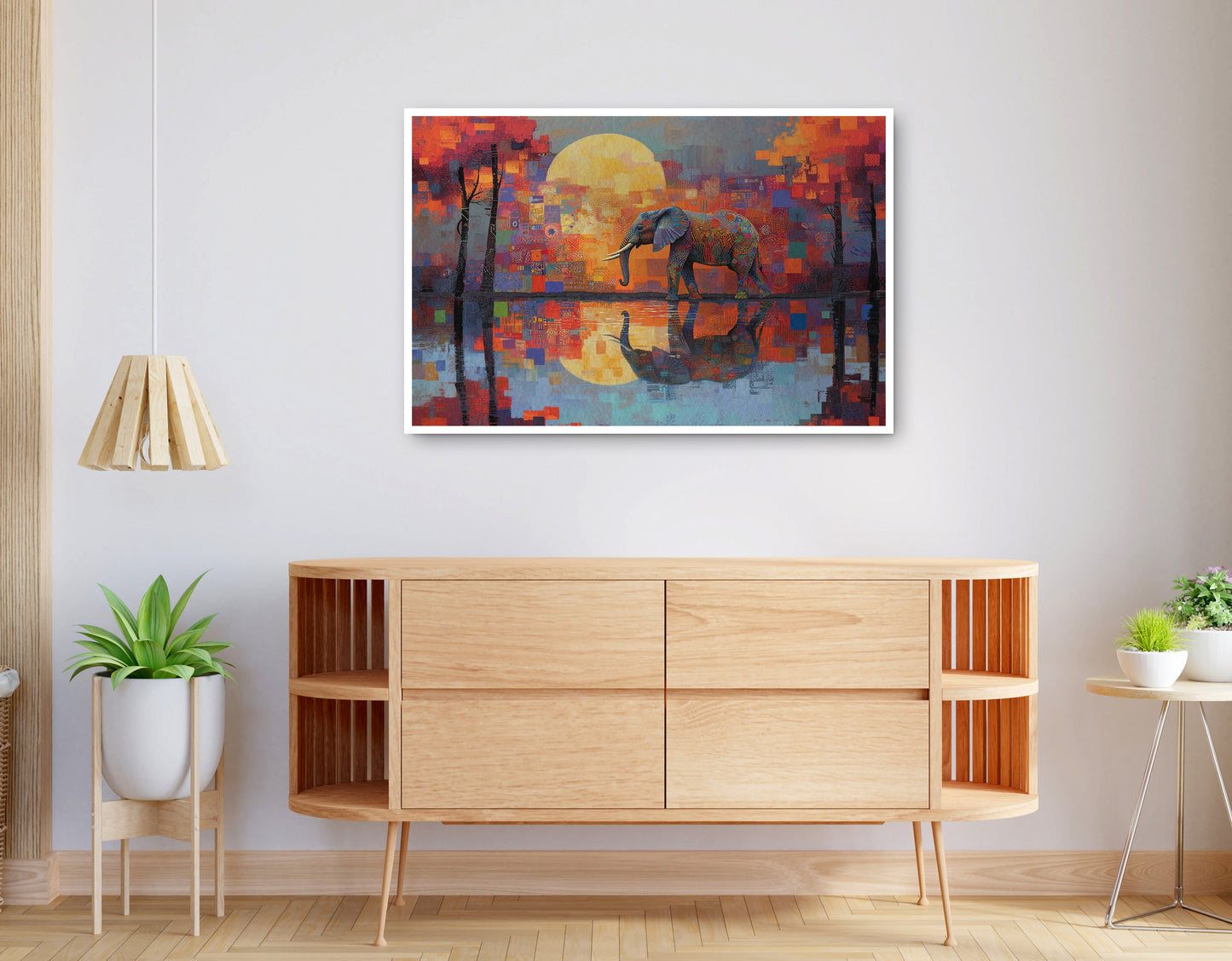 Alternate view of Elephant Moon Reflection African American canvas print