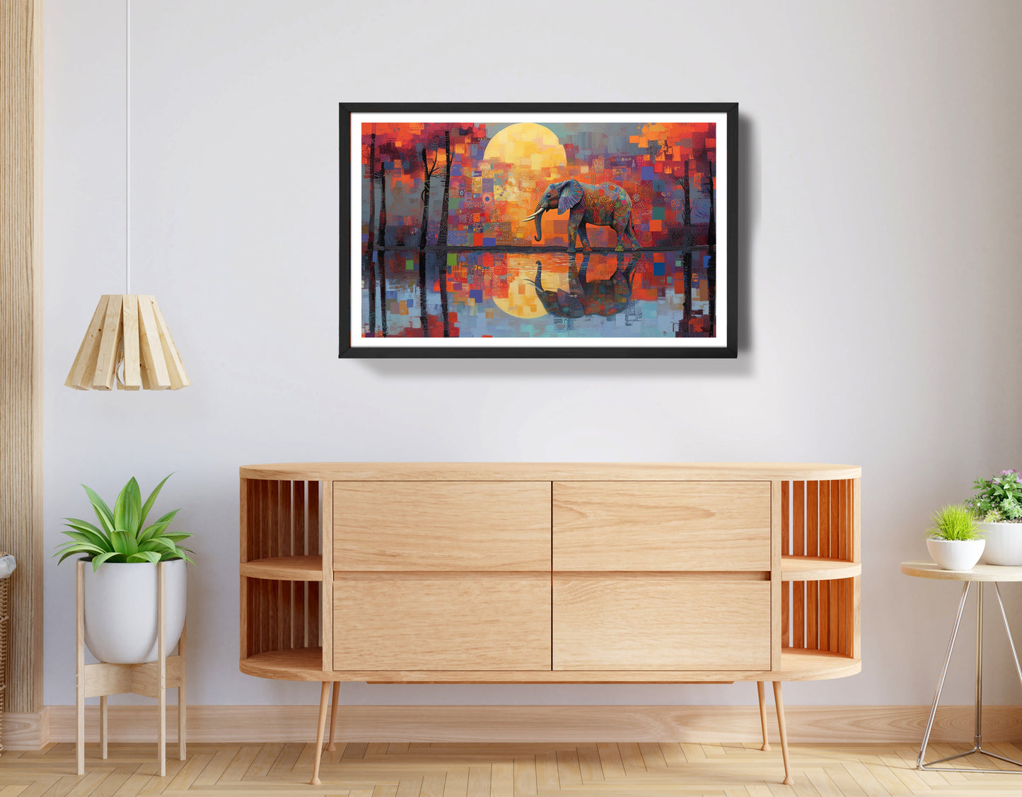 Elephant Moon Reflection African American canvas print view 68