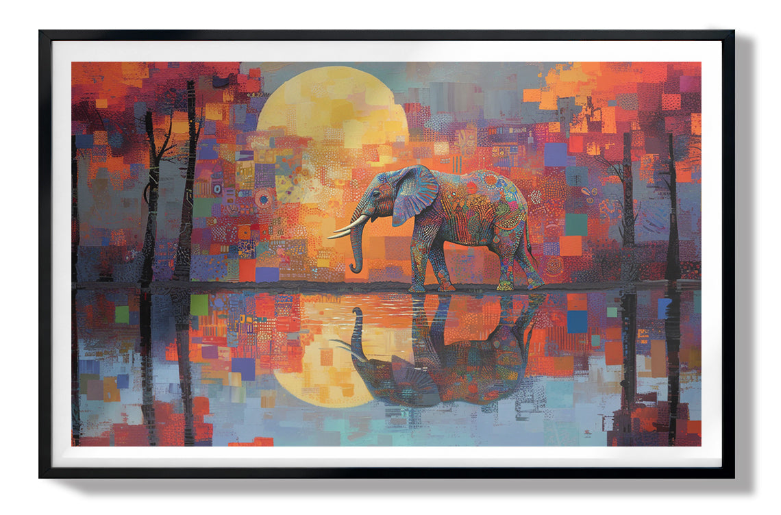 Elephant Moon Reflection African American canvas print view 67