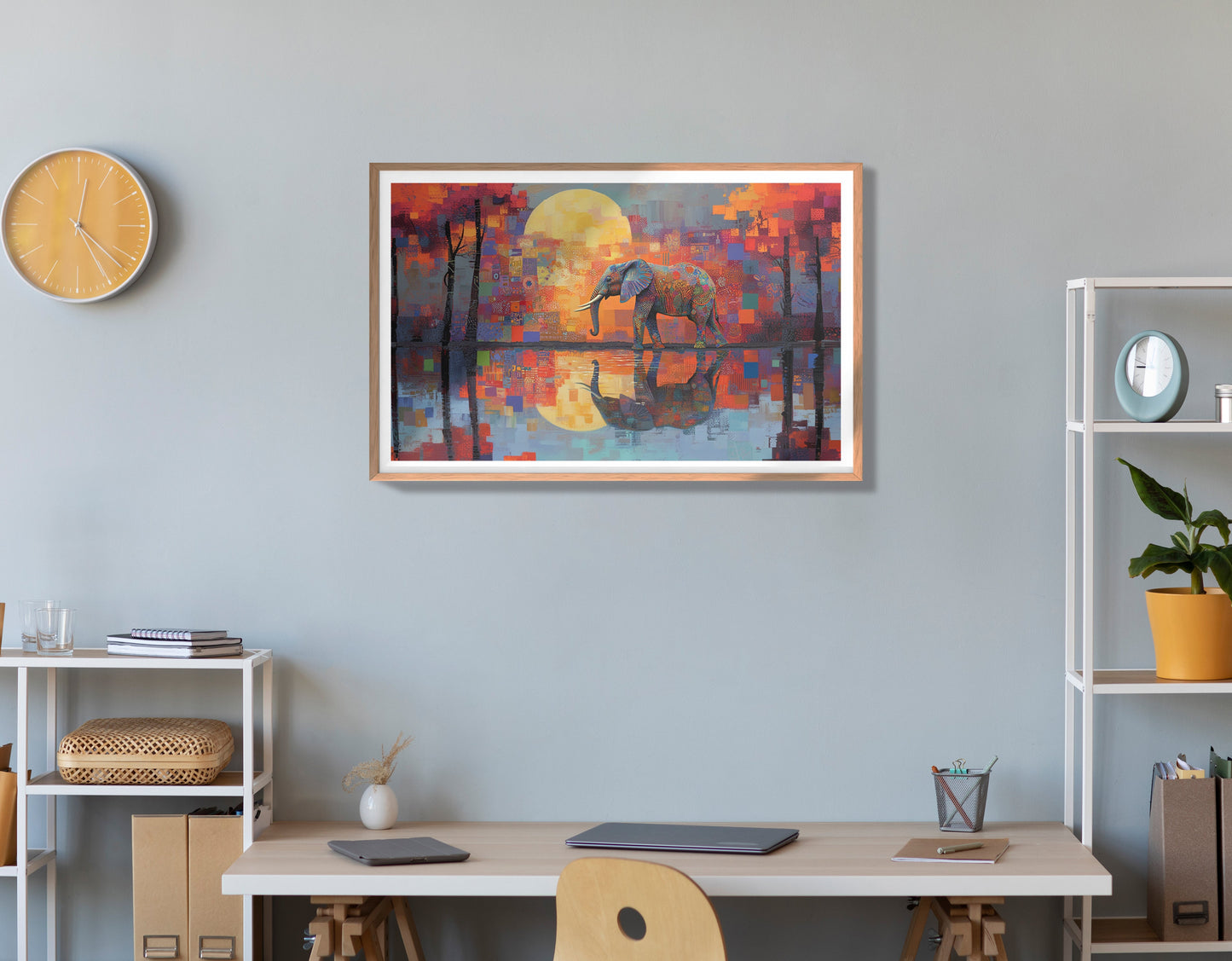 Elephant Moon Reflection African American canvas print view 84