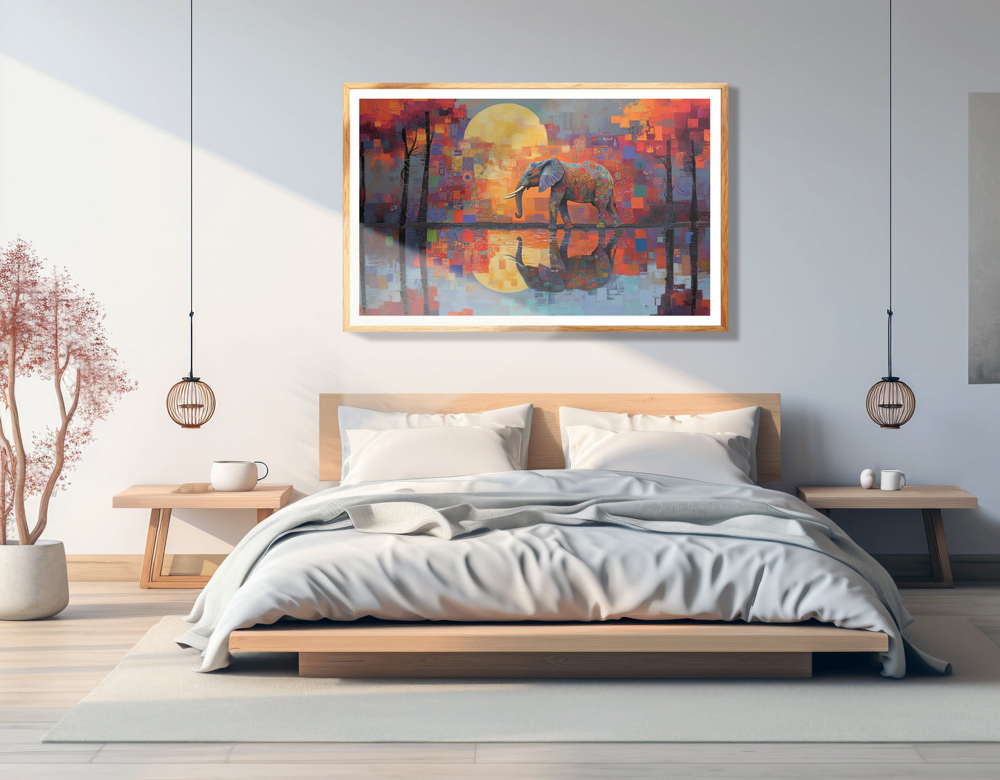 Elephant Moon Reflection African American canvas print view 75