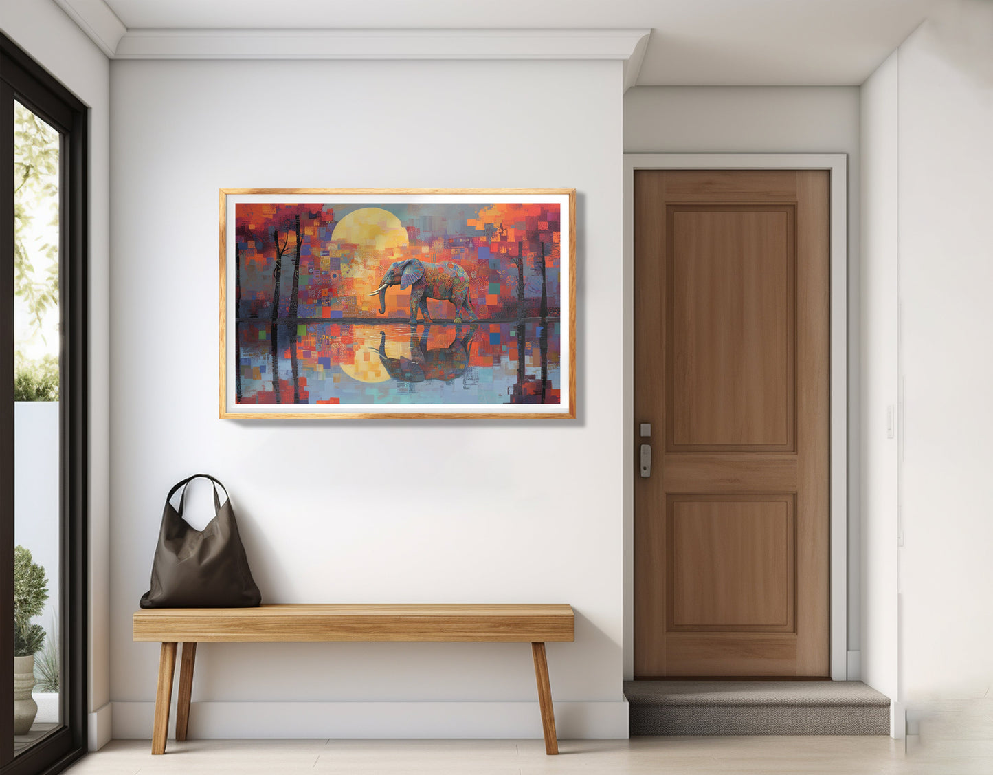 Elephant Moon Reflection African American canvas print view 77