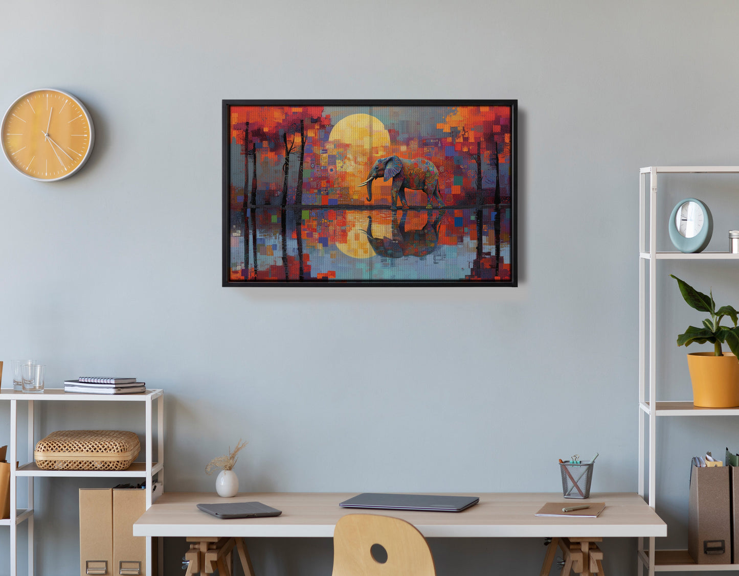 Elephant Moon Reflection African American canvas print view 30