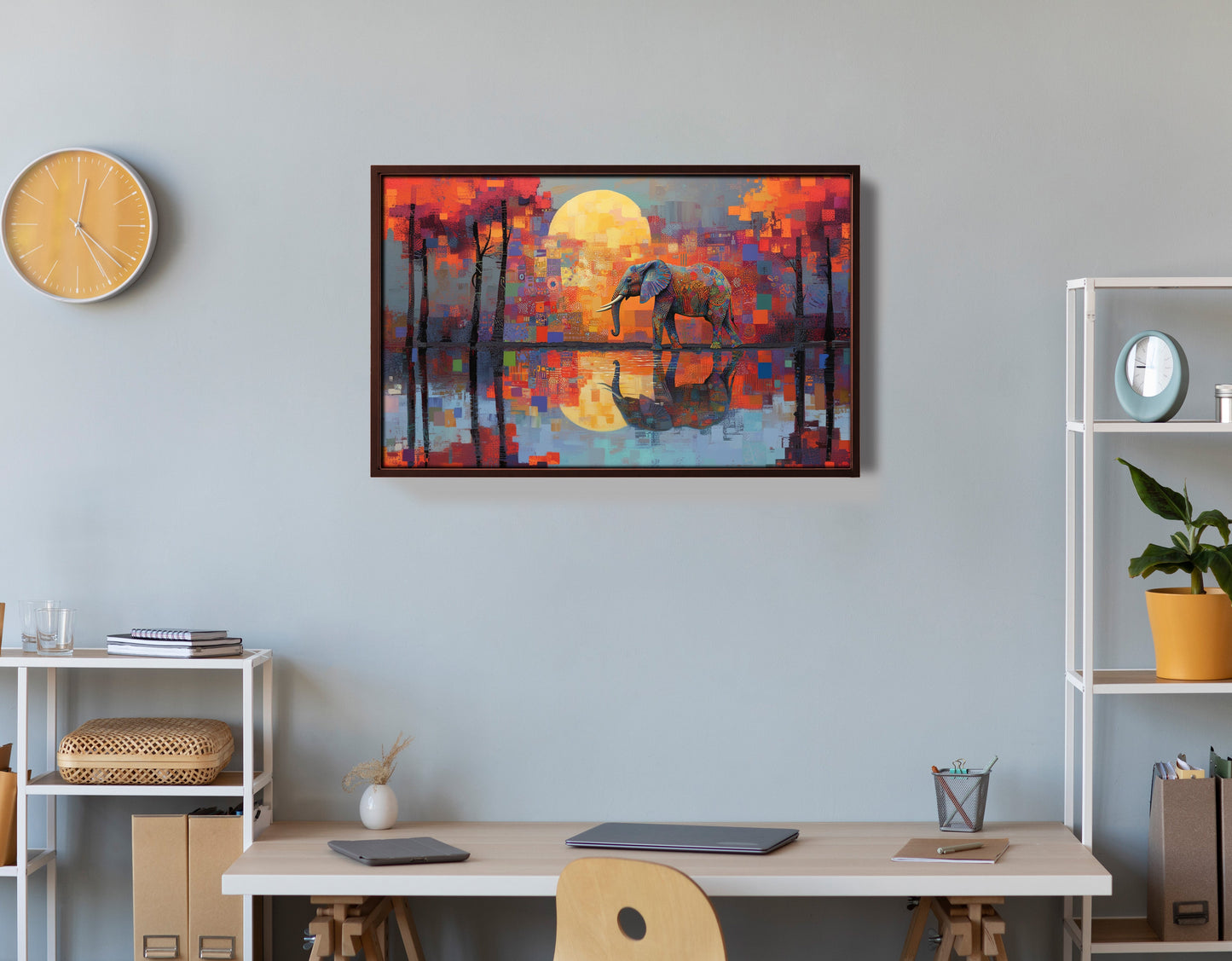 Elephant Moon Reflection African American canvas print view 36