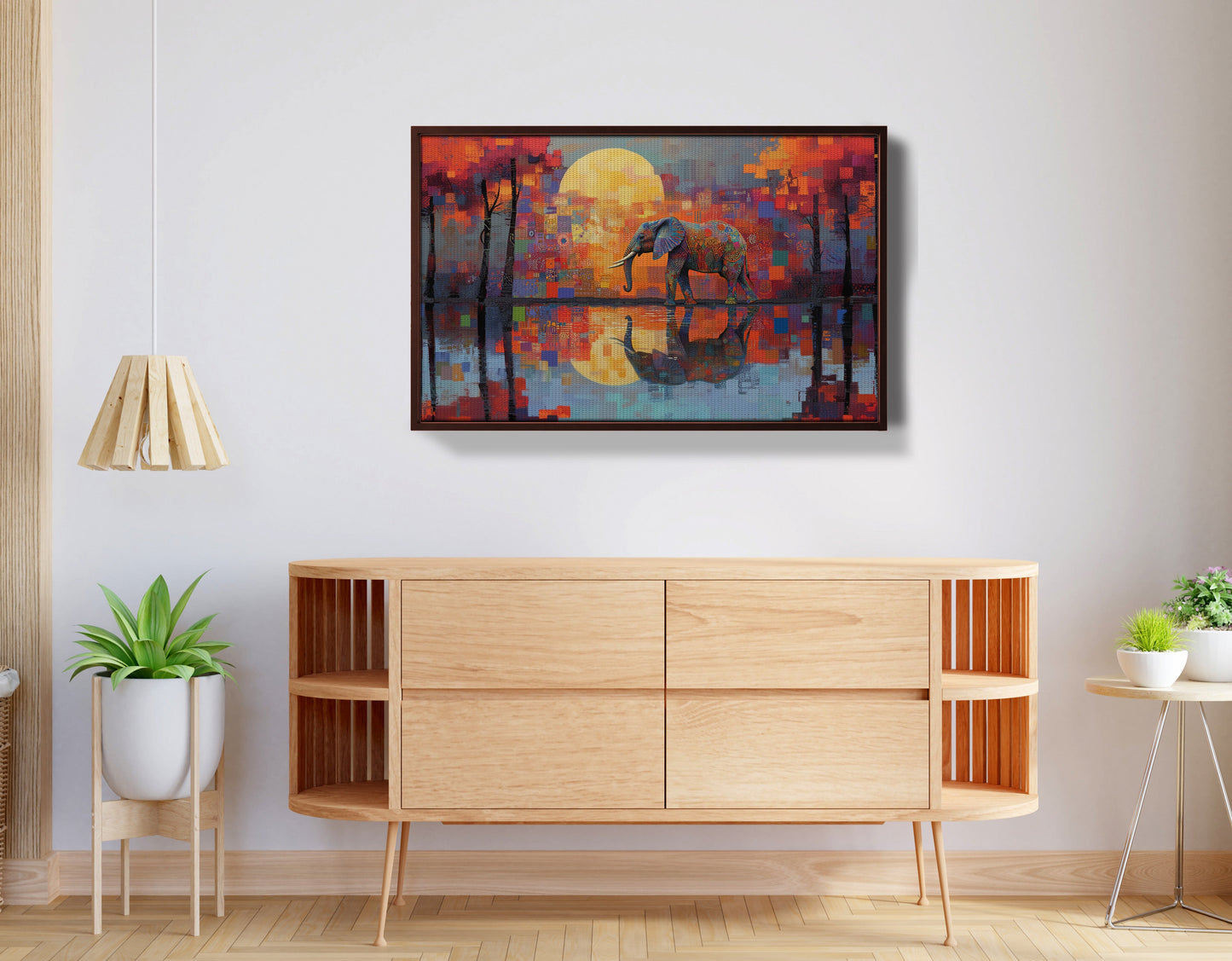 Elephant Moon Reflection African American canvas print view 32