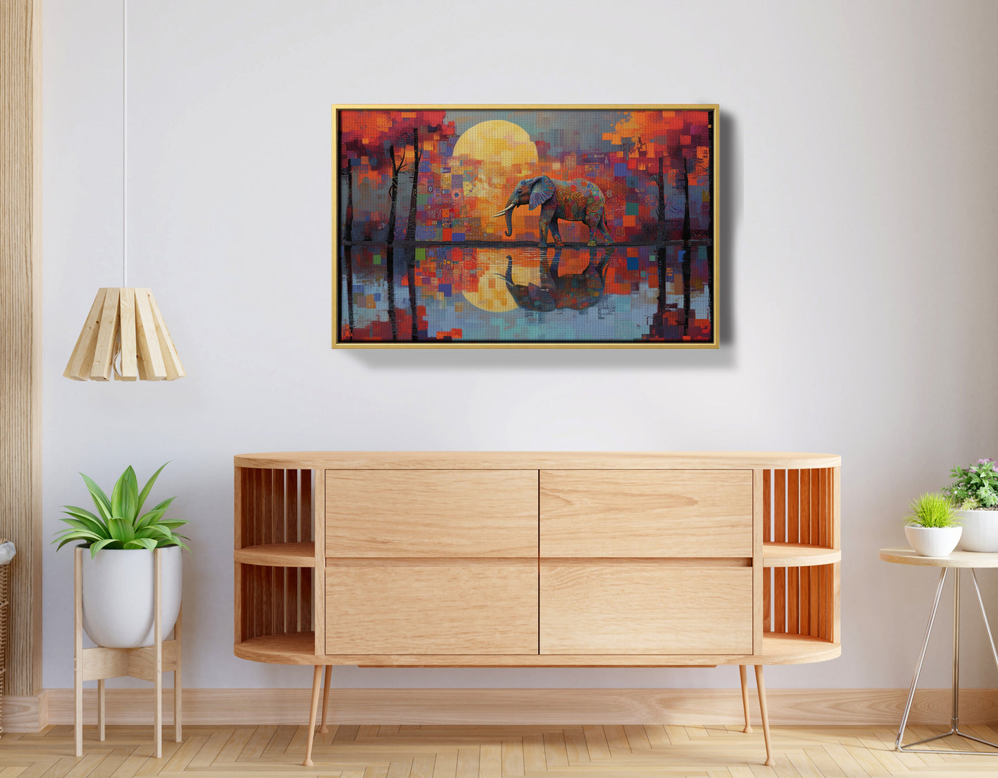Elephant Moon Reflection African American canvas print view 38
