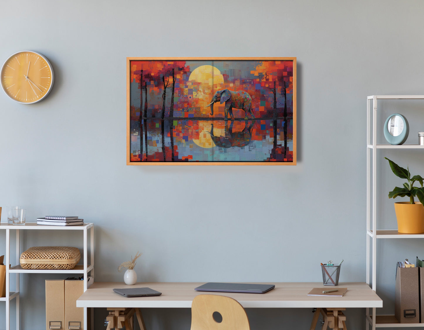 Elephant Moon Reflection African American canvas print view 48