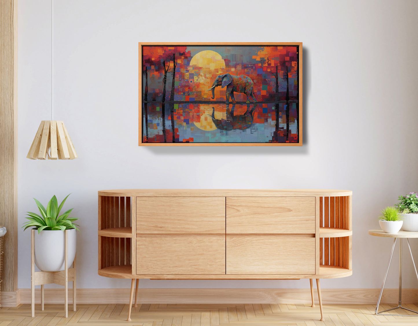 Elephant Moon Reflection African American canvas print view 44