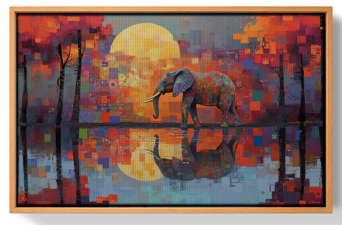 Elephant Moon Reflection African American canvas print view 43