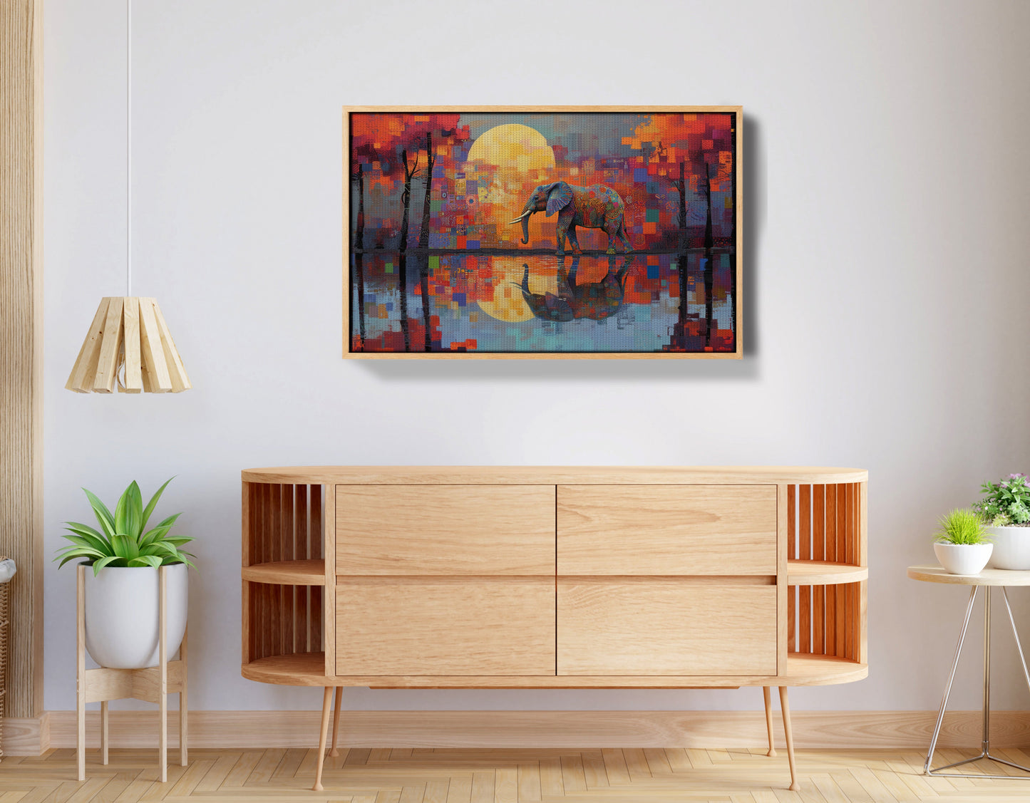 Elephant Moon Reflection African American canvas print view 50