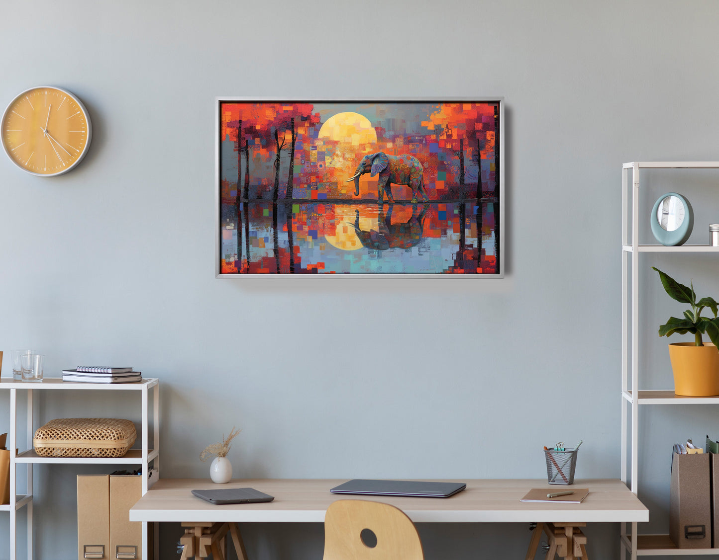 Elephant Moon Reflection African American canvas print view 60
