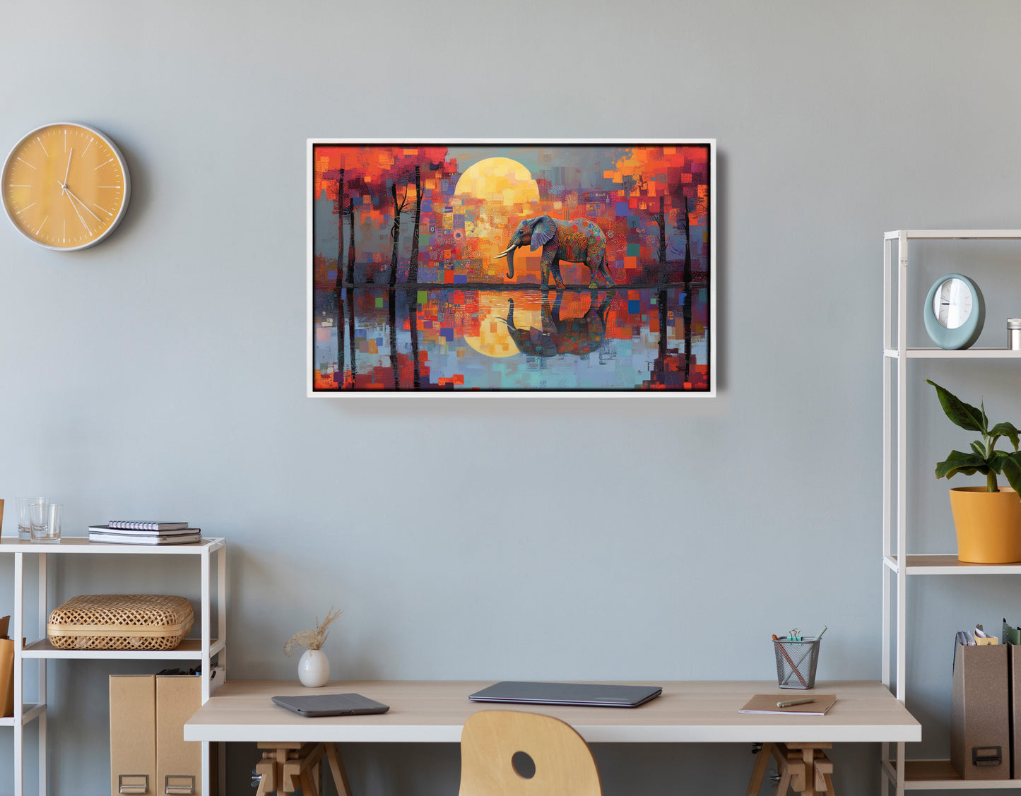 Elephant Moon Reflection African American canvas print view 66