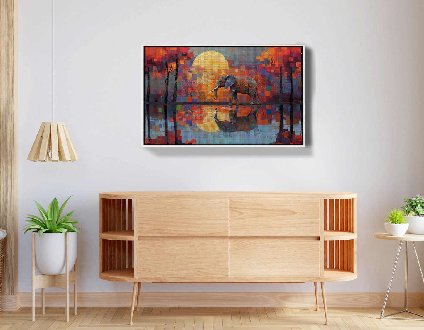 Elephant Moon Reflection African American canvas print view 62