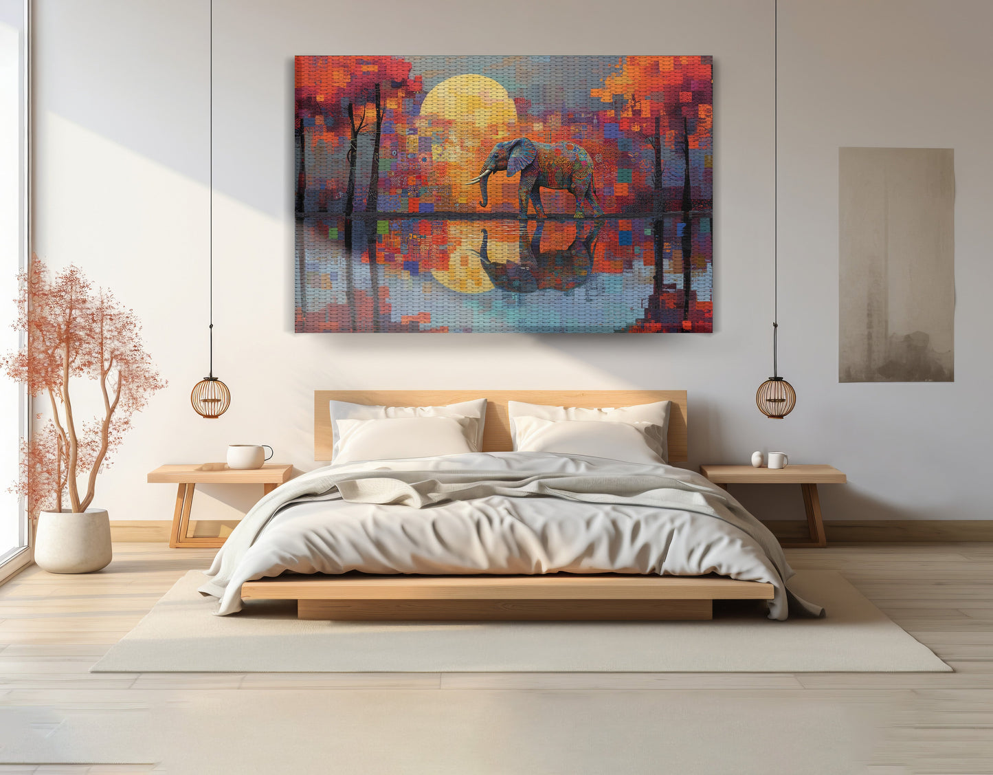 Elephant Moon Reflection African American canvas print view 15