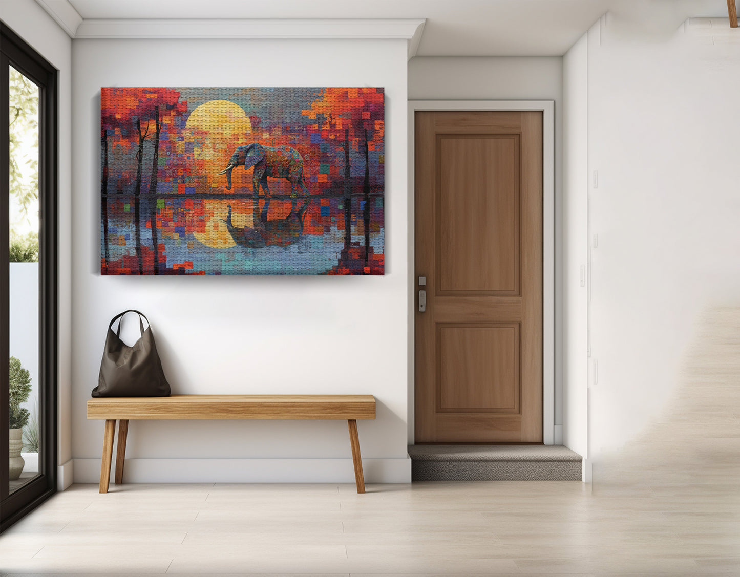 Elephant Moon Reflection African American canvas print view 17
