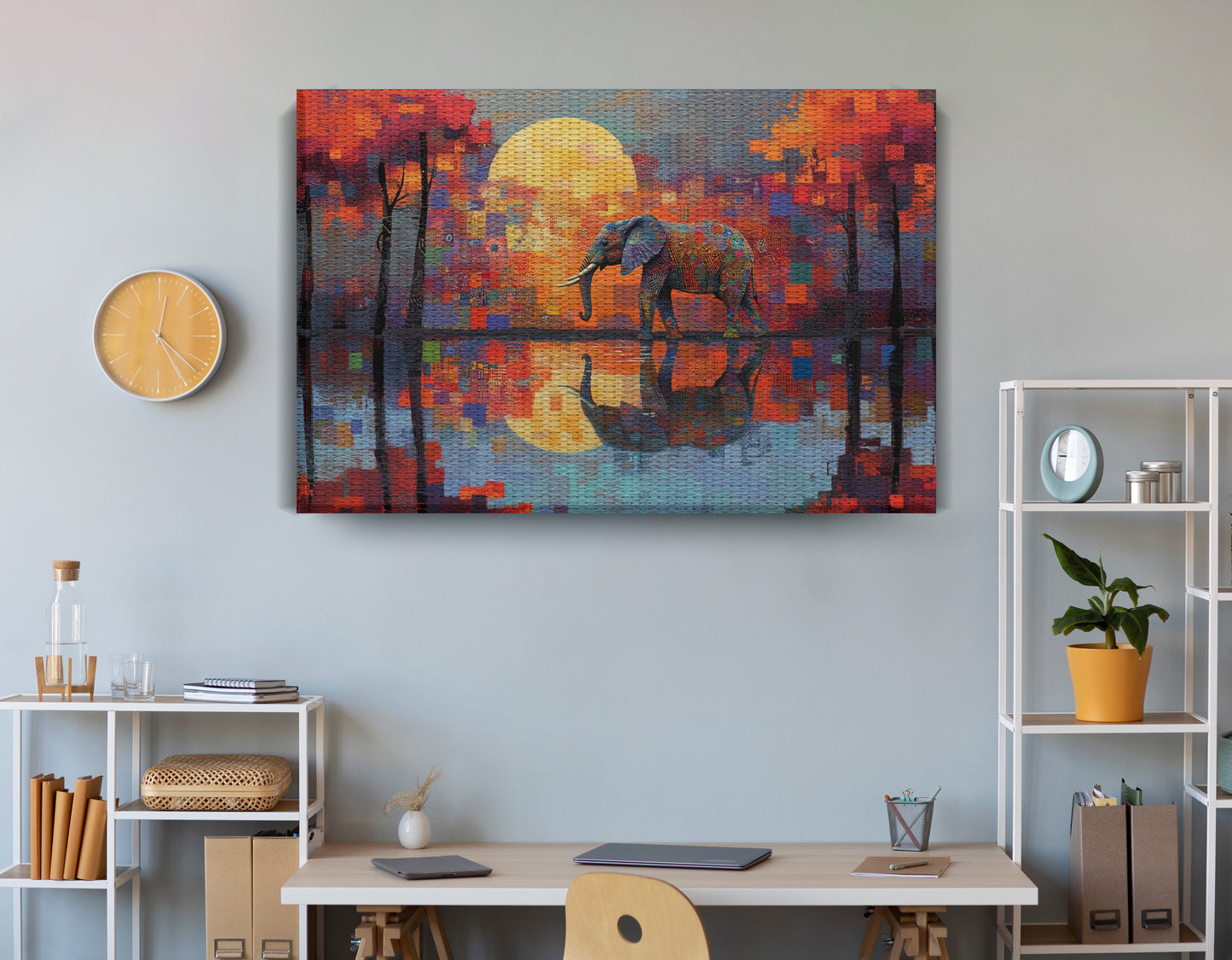 Elephant Moon Reflection African American canvas print view 18