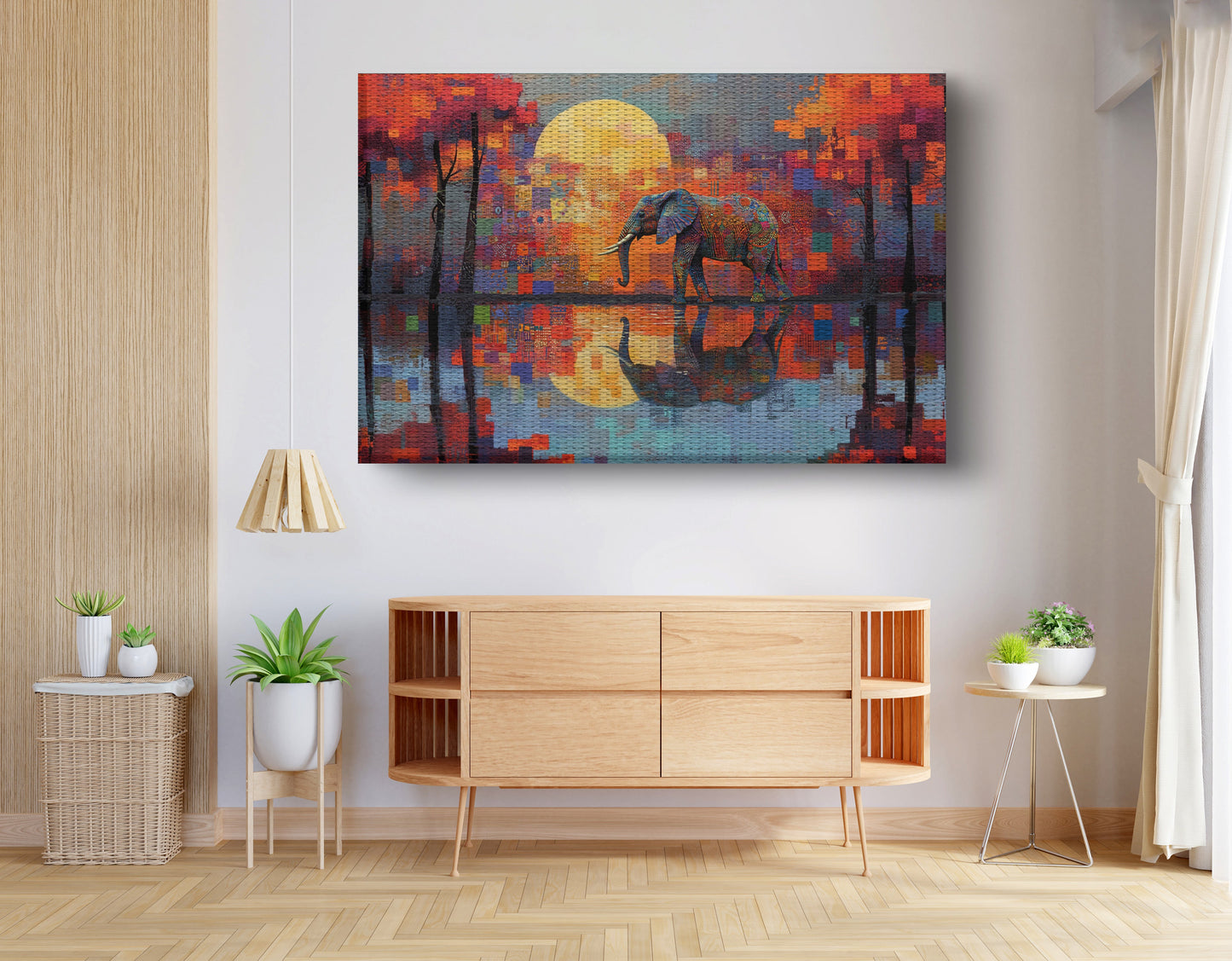 Elephant Moon Reflection African American canvas print view 14