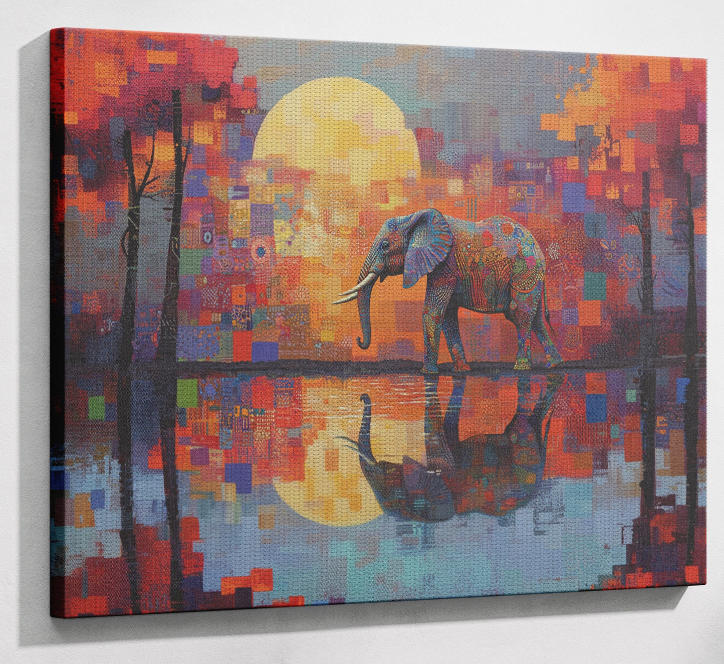 Elephant Moon Reflection African American canvas print view 13