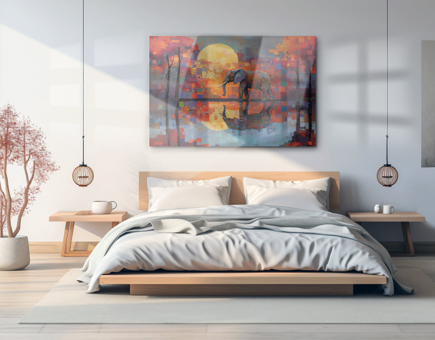 Elephant Moon Reflection African American canvas print view 21