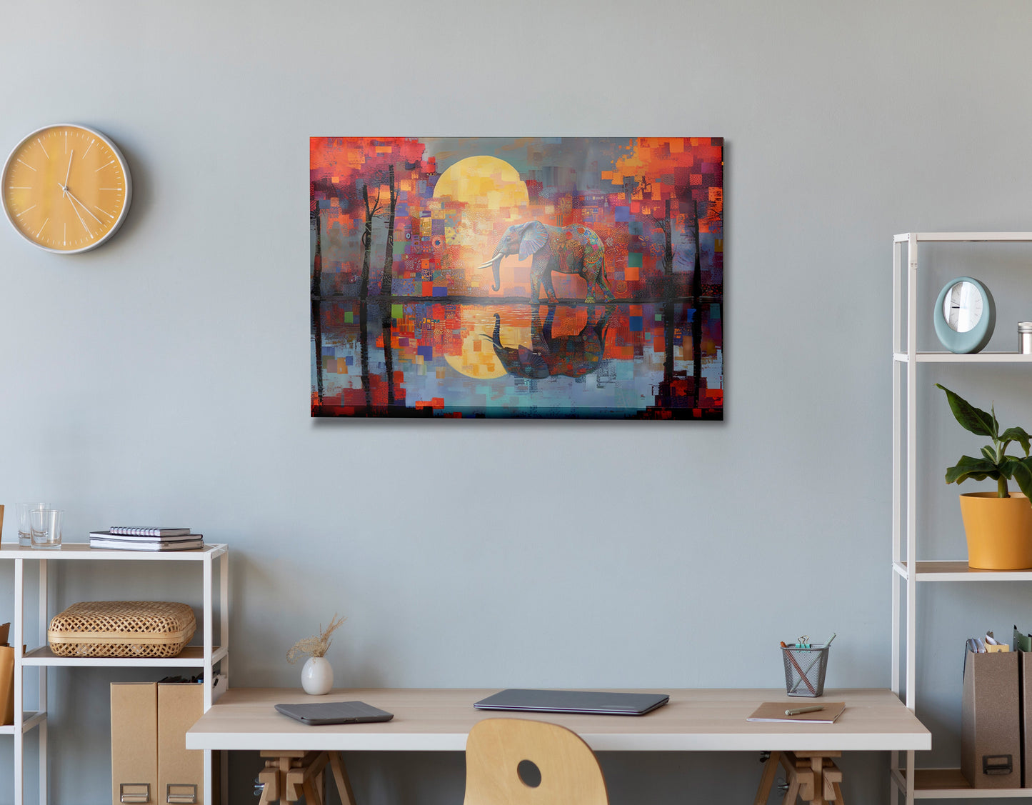 Elephant Moon Reflection African American canvas print view 24